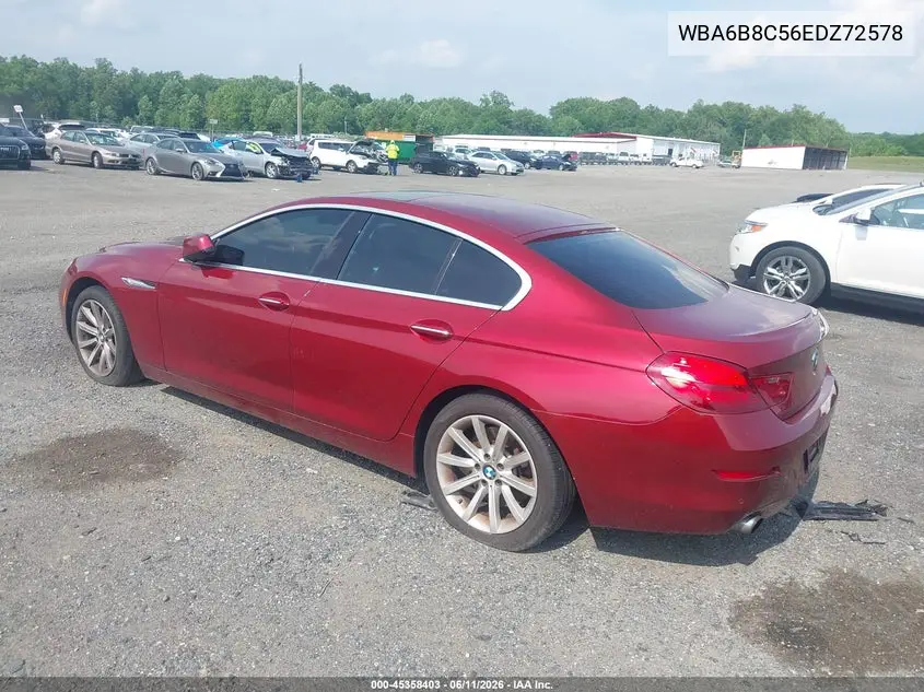2014 BMW 640I Gran Coupe xDrive VIN: WBA6B8C56EDZ72578 Lot: 45358403