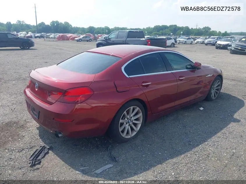 2014 BMW 640I Gran Coupe xDrive VIN: WBA6B8C56EDZ72578 Lot: 45358403