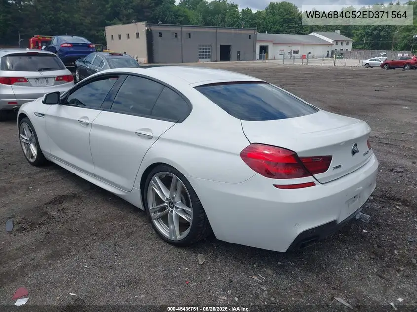 2014 BMW 650I Gran Coupe xDrive VIN: WBA6B4C52ED371564 Lot: 45436751