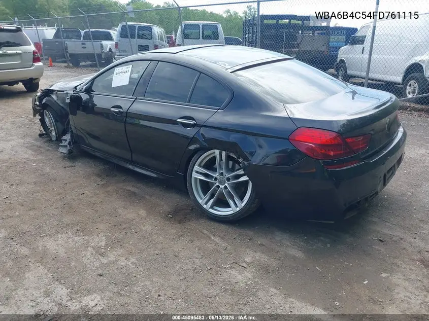 2015 BMW 650I Gran Coupe xDrive VIN: WBA6B4C54FD761115 Lot: 45095483