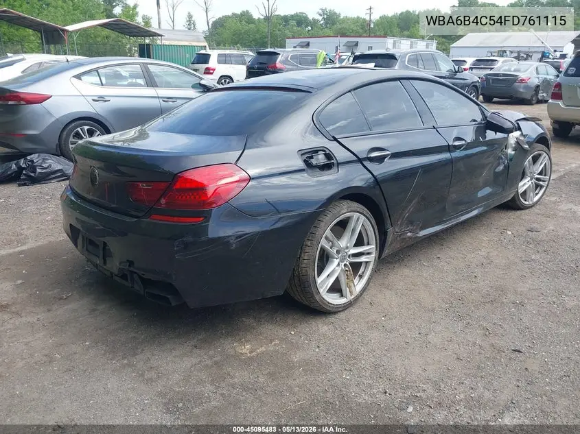 2015 BMW 650I Gran Coupe xDrive VIN: WBA6B4C54FD761115 Lot: 45095483