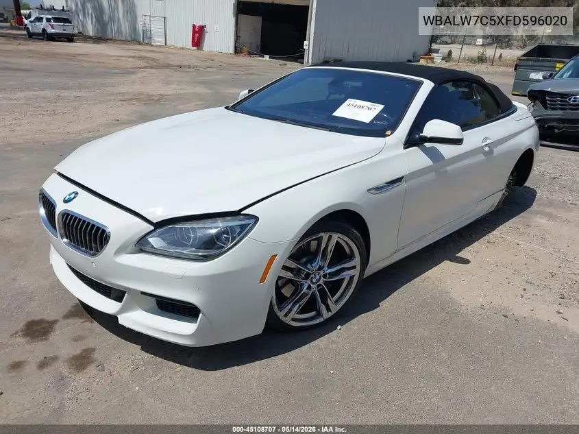 2015 BMW 640I VIN: WBALW7C5XFD596020 Lot: 45108707
