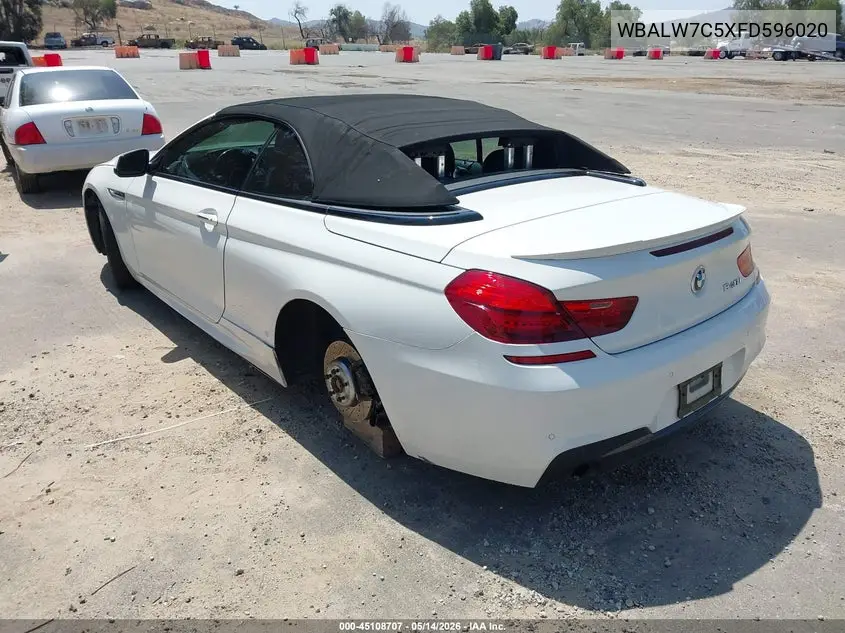2015 BMW 640I VIN: WBALW7C5XFD596020 Lot: 45108707