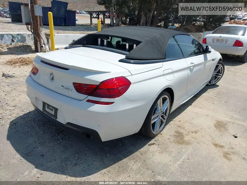 2015 BMW 640I VIN: WBALW7C5XFD596020 Lot: 45108707