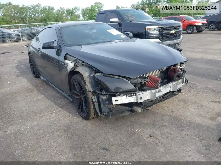 2015 BMW 650I xDrive VIN: WBAYM1C53FD325244 Lot: 45122979