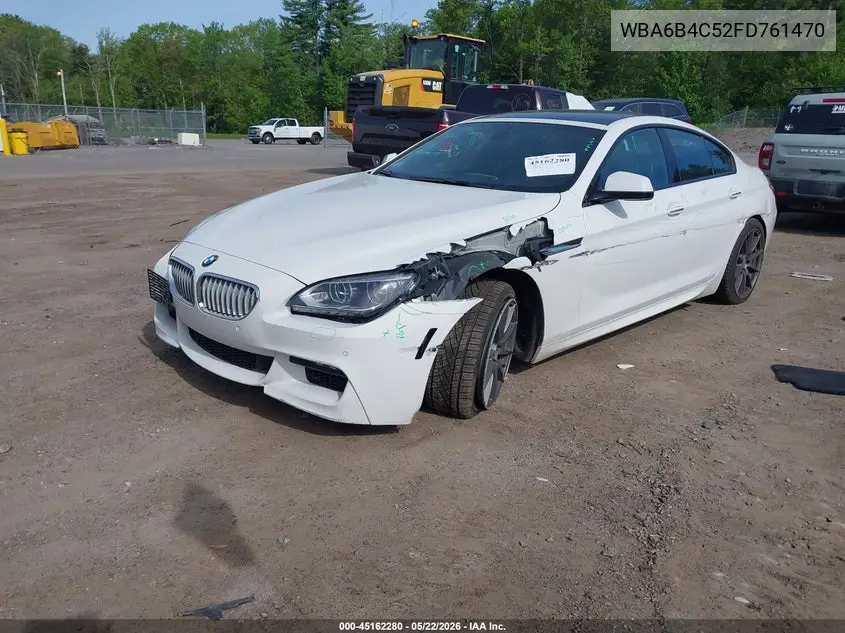 2015 BMW 650I Gran Coupe xDrive VIN: WBA6B4C52FD761470 Lot: 45162280