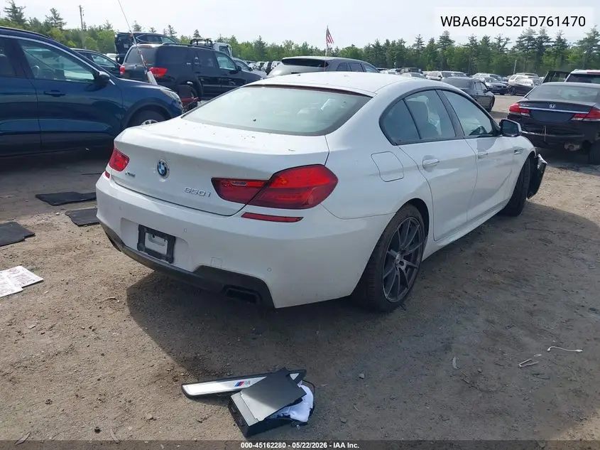 2015 BMW 650I Gran Coupe xDrive VIN: WBA6B4C52FD761470 Lot: 45162280