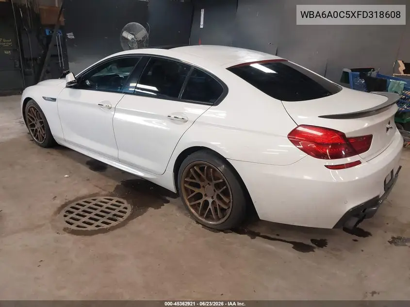 2015 BMW 640I Gran Coupe VIN: WBA6A0C5XFD318608 Lot: 45362921