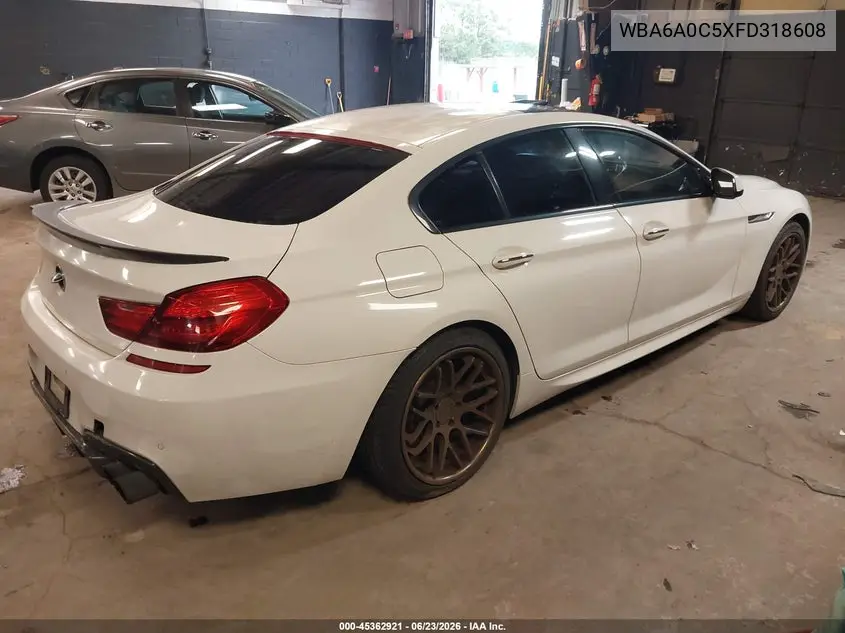 2015 BMW 640I Gran Coupe VIN: WBA6A0C5XFD318608 Lot: 45362921