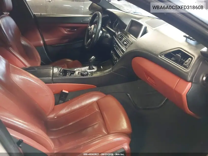 2015 BMW 640I Gran Coupe VIN: WBA6A0C5XFD318608 Lot: 45362921
