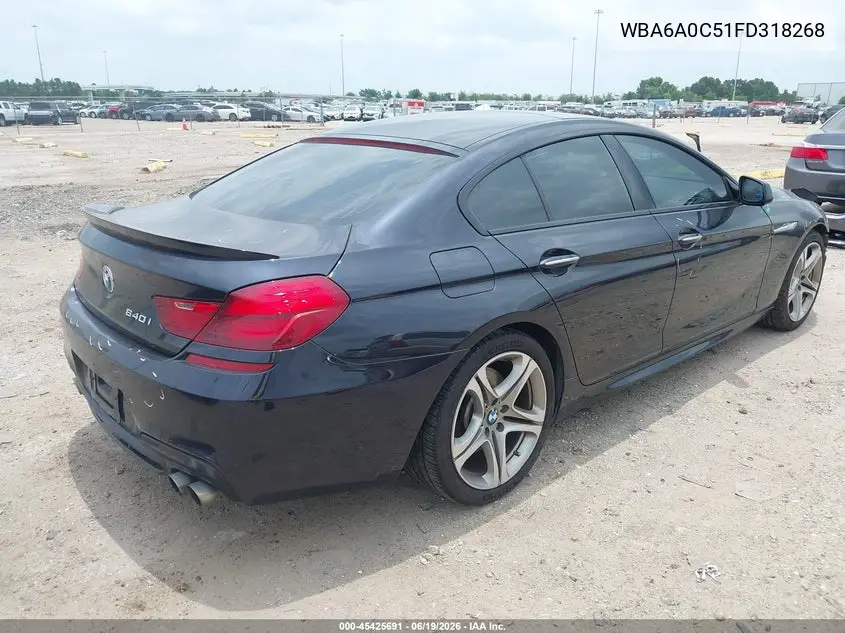 2015 BMW 640I Gran Coupe VIN: WBA6A0C51FD318268 Lot: 45425691