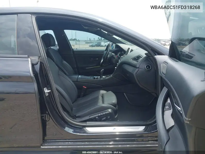 2015 BMW 640I Gran Coupe VIN: WBA6A0C51FD318268 Lot: 45425691