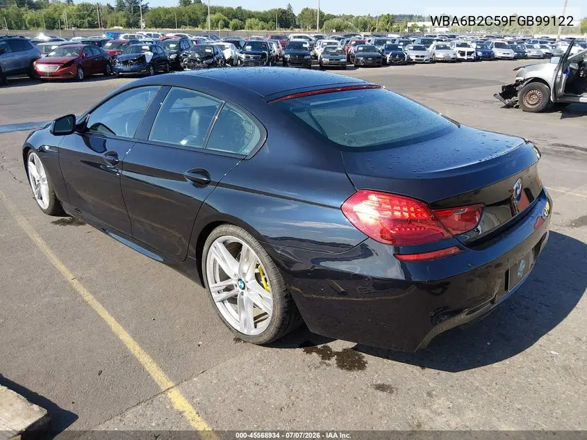 2015 BMW 650I Gran Coupe VIN: WBA6B2C59FGB99122 Lot: 45568934