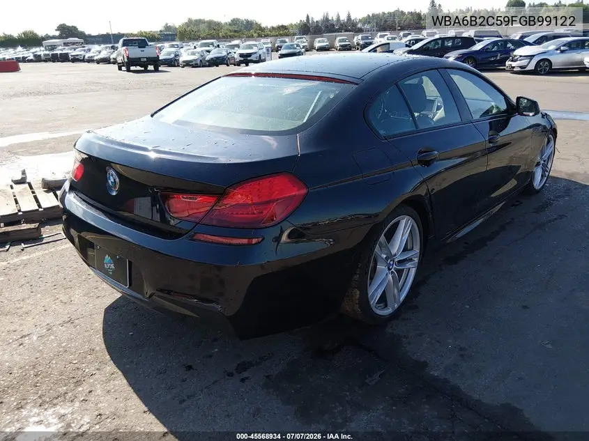 2015 BMW 650I Gran Coupe VIN: WBA6B2C59FGB99122 Lot: 45568934