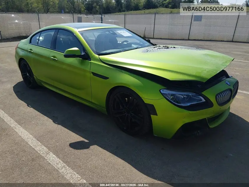 2016 BMW 650I Gran Coupe VIN: WBA6D4C50GD977166 Lot: 44726136