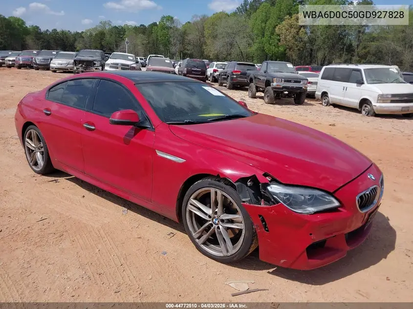2016 BMW 640I Gran Coupe VIN: WBA6D0C50GD927828 Lot: 44772510