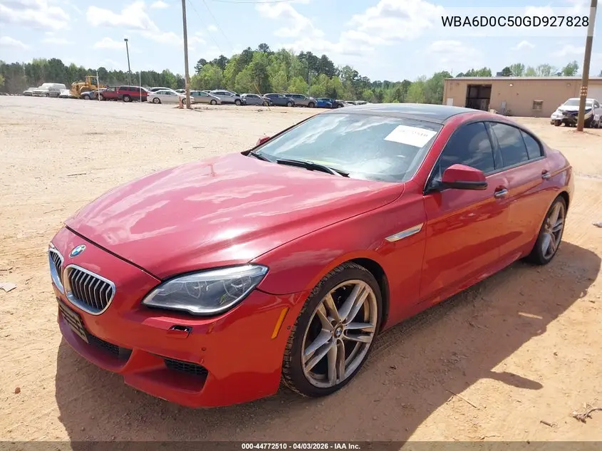 2016 BMW 640I Gran Coupe VIN: WBA6D0C50GD927828 Lot: 44772510