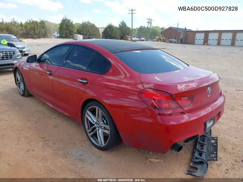 2016 BMW 640I Gran Coupe VIN: WBA6D0C50GD927828 Lot: 44772510