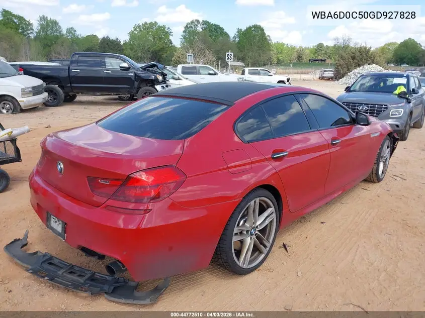 2016 BMW 640I Gran Coupe VIN: WBA6D0C50GD927828 Lot: 44772510