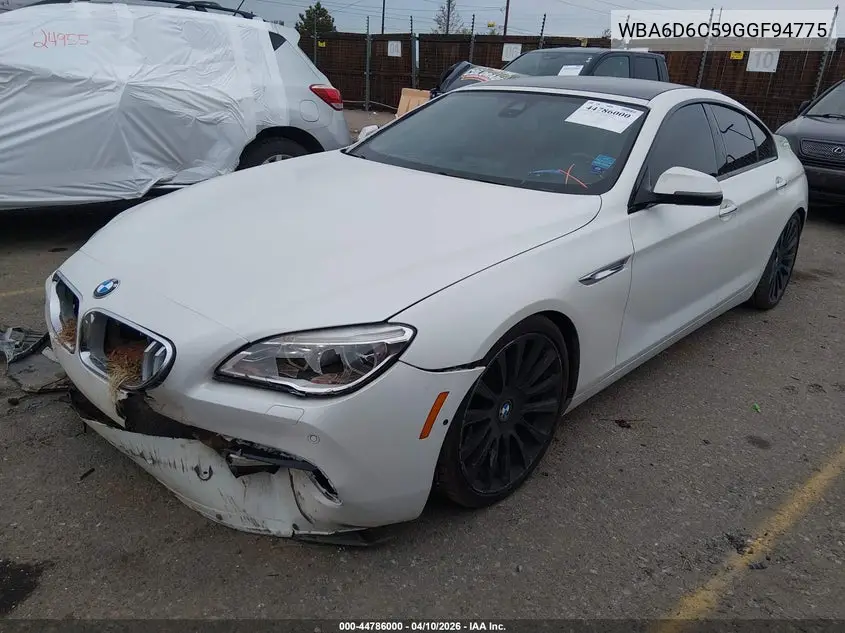 2016 BMW 650I Gran Coupe xDrive VIN: WBA6D6C59GGF94775 Lot: 44786000