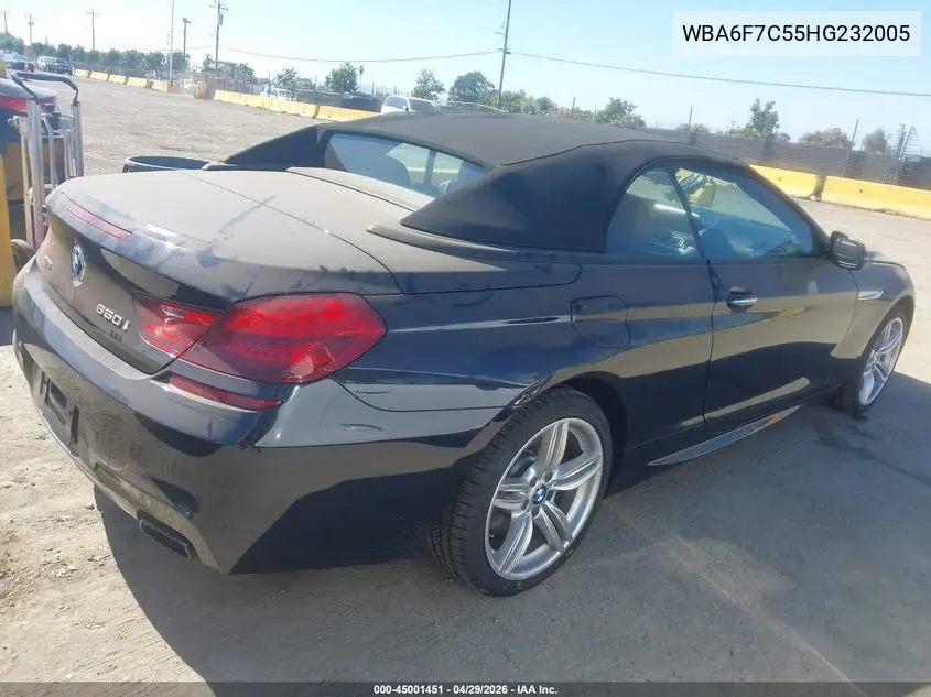 2017 BMW 650I xDrive VIN: WBA6F7C55HG232005 Lot: 45001451