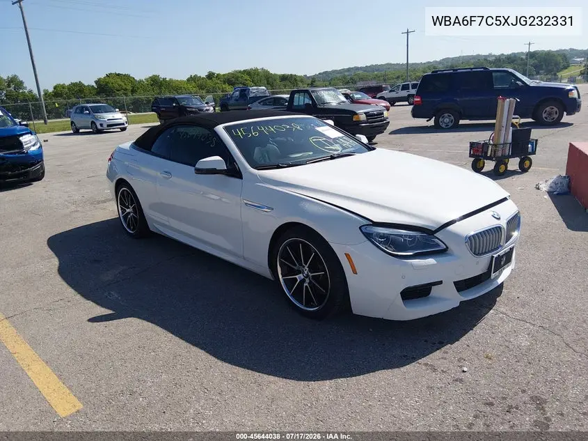 2018 BMW 650I xDrive VIN: WBA6F7C5XJG232331 Lot: 45644038