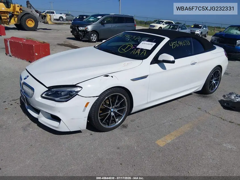 2018 BMW 650I xDrive VIN: WBA6F7C5XJG232331 Lot: 45644038