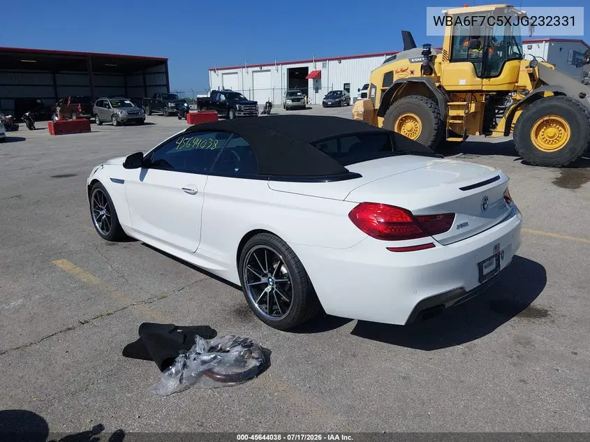 2018 BMW 650I xDrive VIN: WBA6F7C5XJG232331 Lot: 45644038