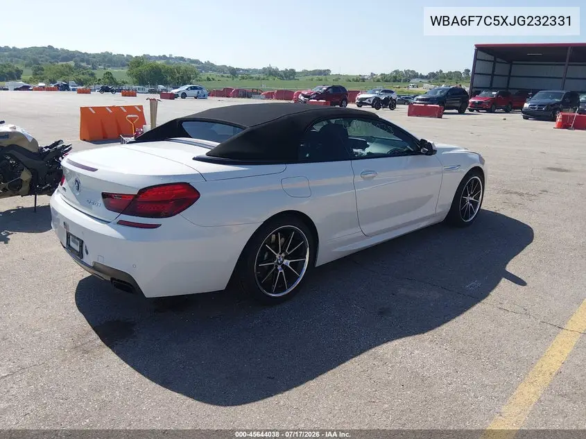 2018 BMW 650I xDrive VIN: WBA6F7C5XJG232331 Lot: 45644038