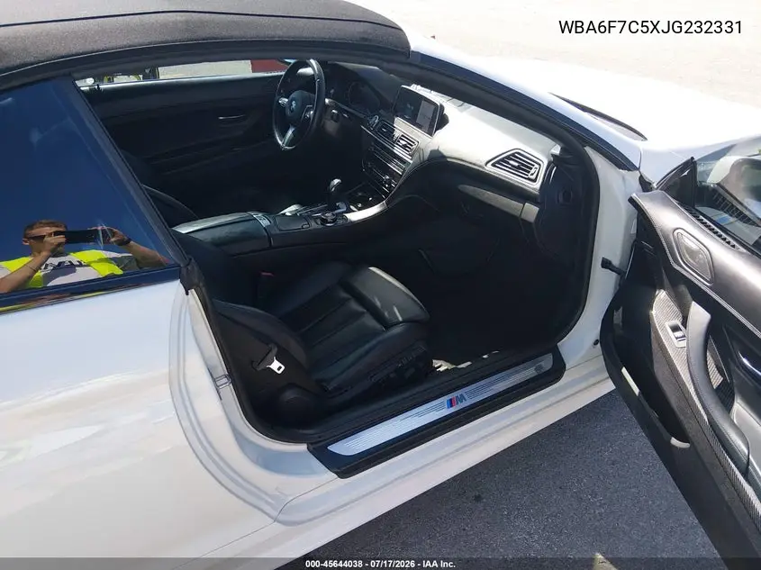 2018 BMW 650I xDrive VIN: WBA6F7C5XJG232331 Lot: 45644038