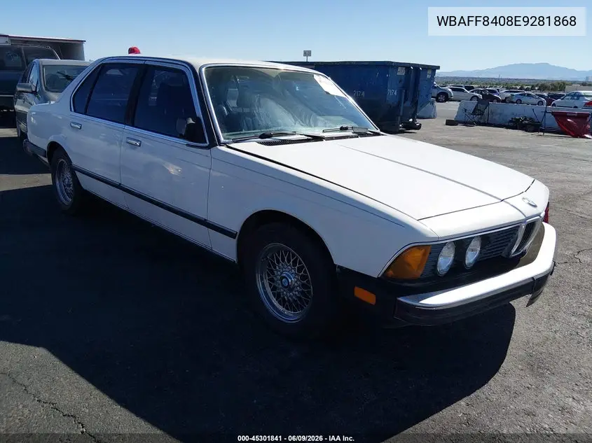1984 BMW 733 I Automatic VIN: WBAFF8408E9281868 Lot: 45301841