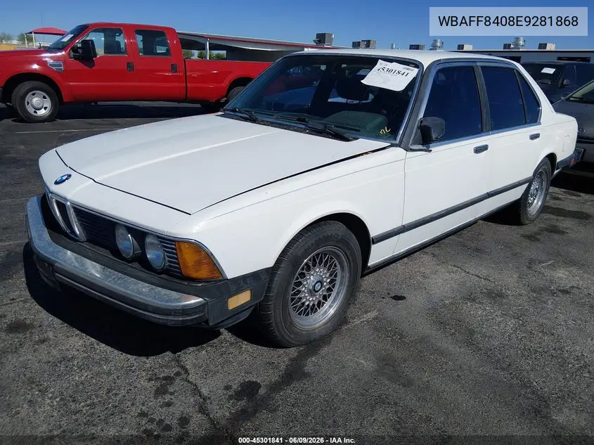 1984 BMW 733 I Automatic VIN: WBAFF8408E9281868 Lot: 45301841
