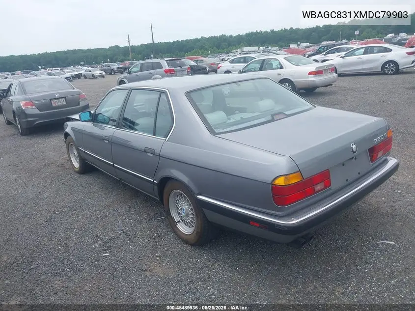 1991 BMW 750 Il Automatic VIN: WBAGC831XMDC79903 Lot: 45489936