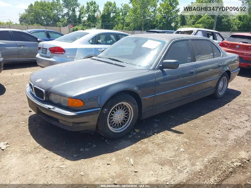 2000 BMW 740Il VIN: WBAGH8347YDP09692 Lot: 45468293