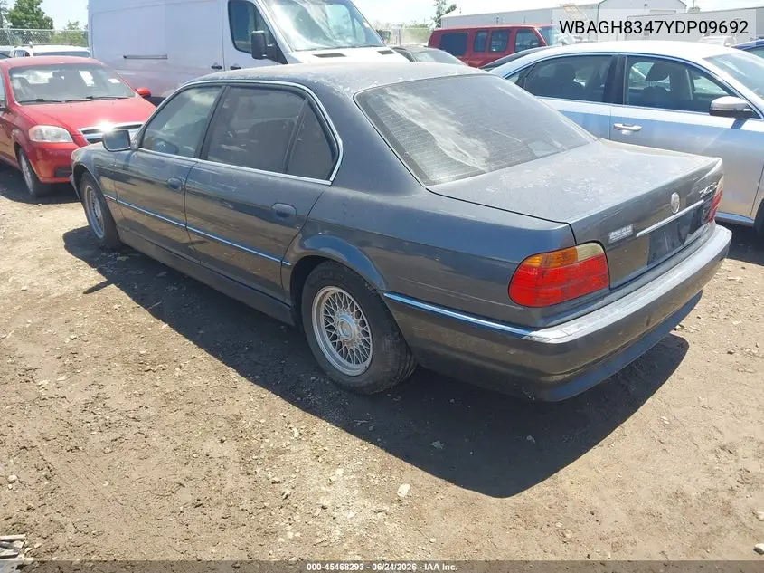 2000 BMW 740Il VIN: WBAGH8347YDP09692 Lot: 45468293