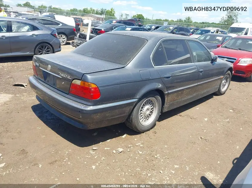 2000 BMW 740Il VIN: WBAGH8347YDP09692 Lot: 45468293