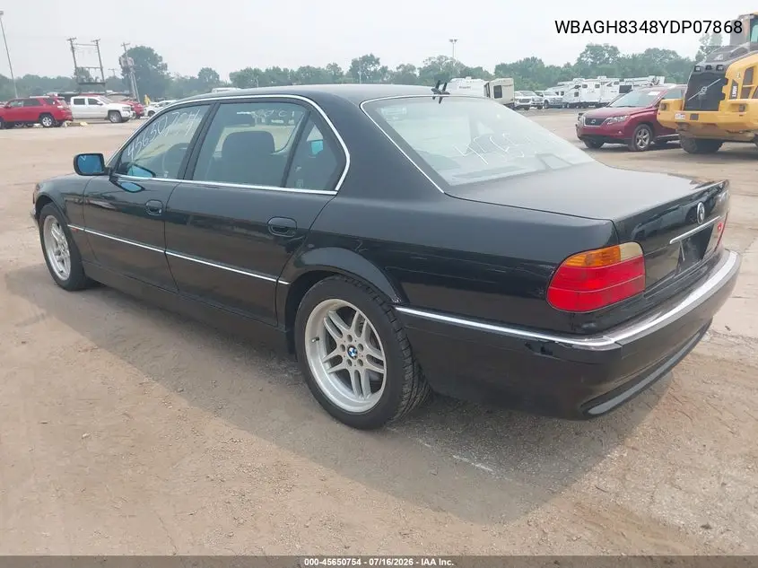 2000 BMW 740Il VIN: WBAGH8348YDP07868 Lot: 45650754