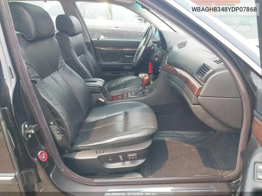 2000 BMW 740Il VIN: WBAGH8348YDP07868 Lot: 45650754