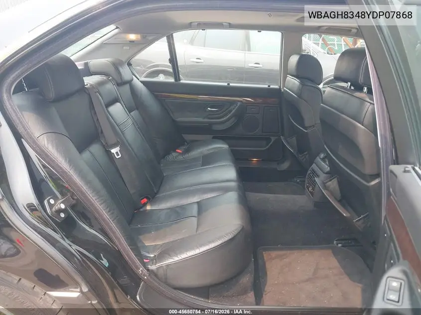 2000 BMW 740Il VIN: WBAGH8348YDP07868 Lot: 45650754