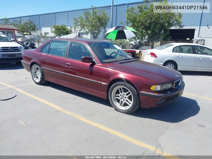 2001 BMW 740Il VIN: WBAGH83441DP21546 Lot: 45373868