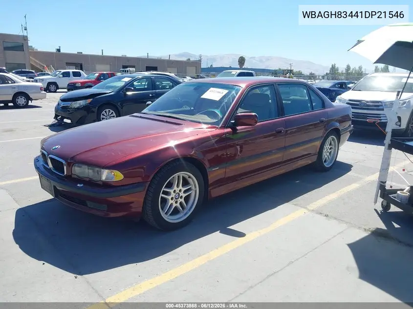 2001 BMW 740Il VIN: WBAGH83441DP21546 Lot: 45373868