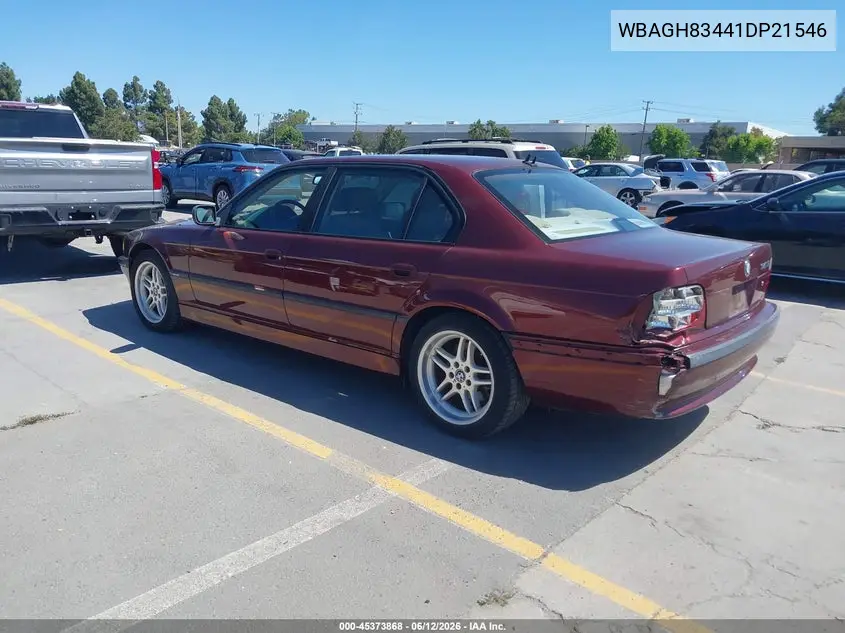2001 BMW 740Il VIN: WBAGH83441DP21546 Lot: 45373868