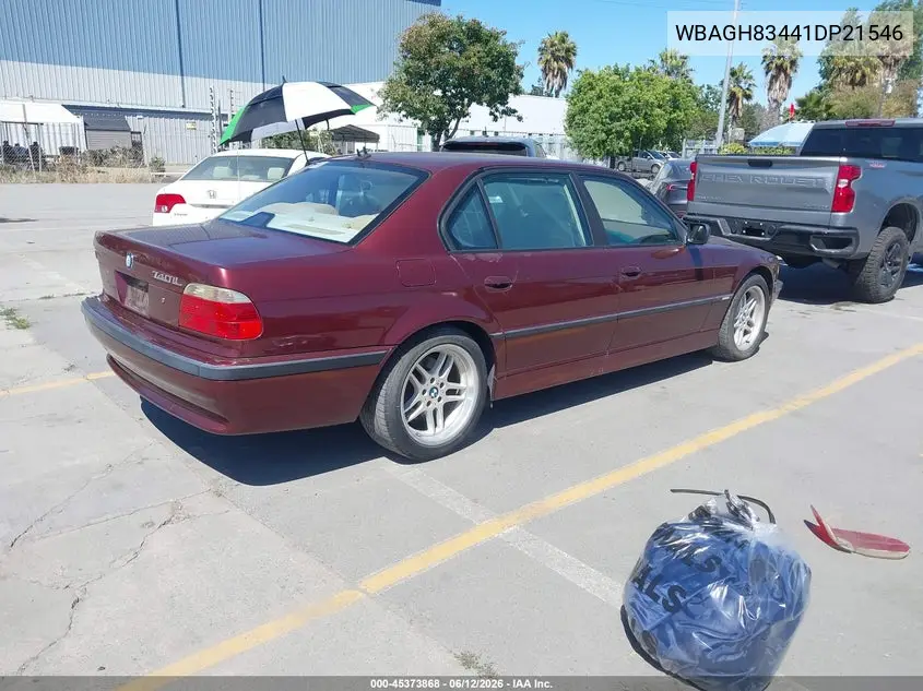 2001 BMW 740Il VIN: WBAGH83441DP21546 Lot: 45373868