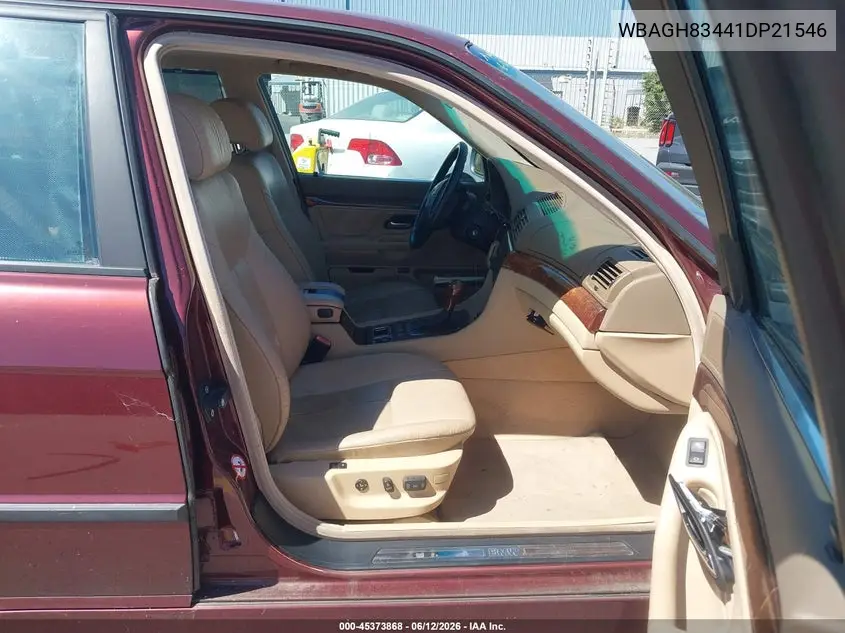 2001 BMW 740Il VIN: WBAGH83441DP21546 Lot: 45373868