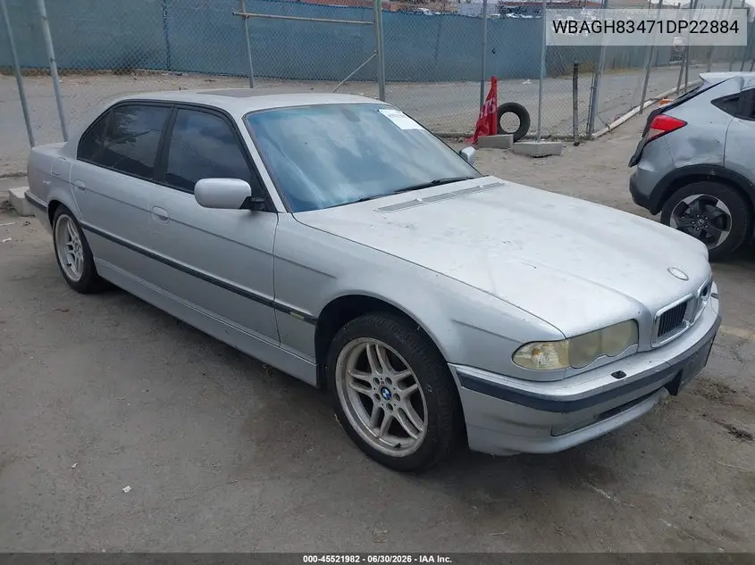 2001 BMW 740Il VIN: WBAGH83471DP22884 Lot: 45521982