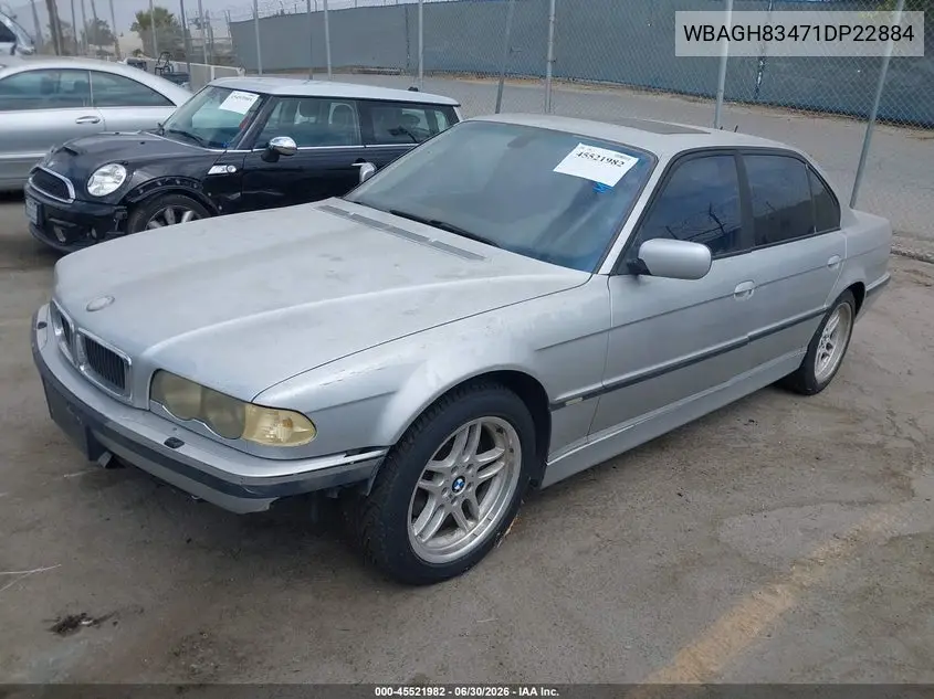 2001 BMW 740Il VIN: WBAGH83471DP22884 Lot: 45521982