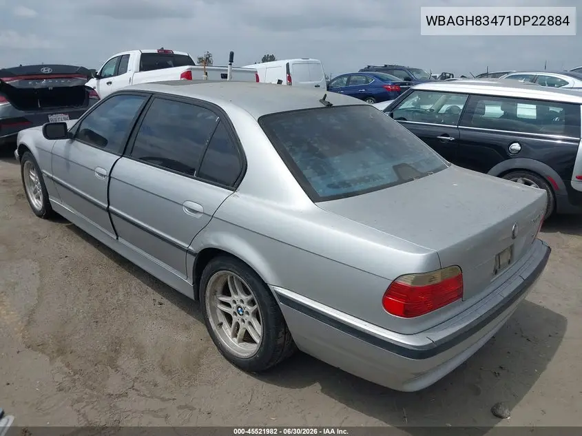2001 BMW 740Il VIN: WBAGH83471DP22884 Lot: 45521982