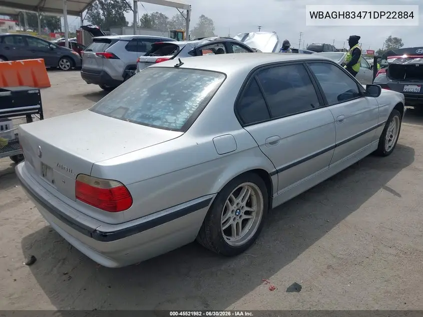 2001 BMW 740Il VIN: WBAGH83471DP22884 Lot: 45521982