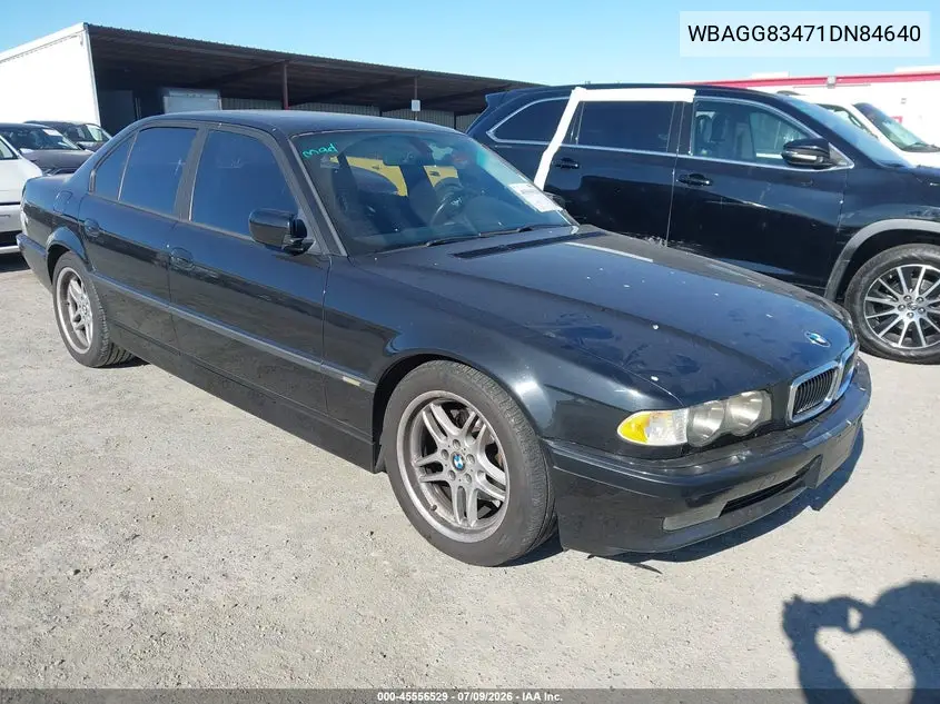 2001 BMW 740Ia VIN: WBAGG83471DN84640 Lot: 45556529