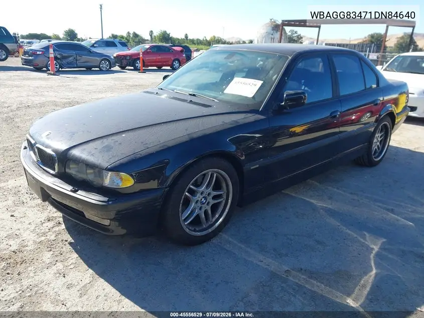 2001 BMW 740Ia VIN: WBAGG83471DN84640 Lot: 45556529